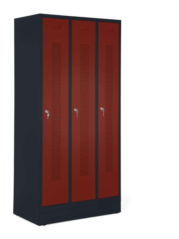 Garderobenspinde SYSTEM SP1 mit Sockel | Rubinrot RAL 3003 | mit Sockel | 300 | Zylinderschloss