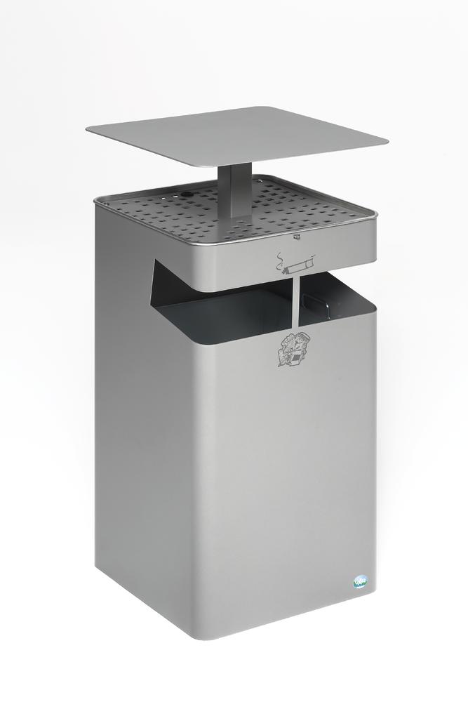 Ascher/Abfallsammler mit Dach, 72 Liter | Silber | 72,00