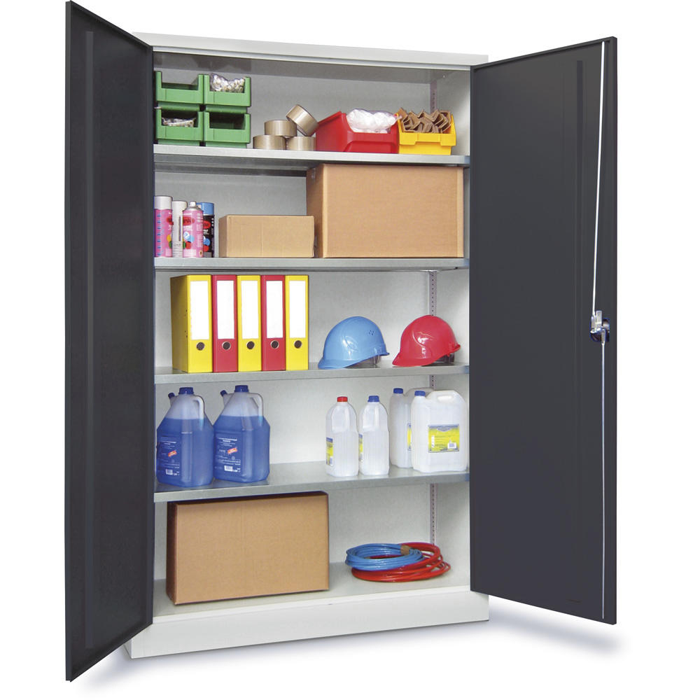 Material-Stahlschrank | Anthrazitgrau RAL 7016 | 1200 | 400 | Lichtgrau RAL 7035