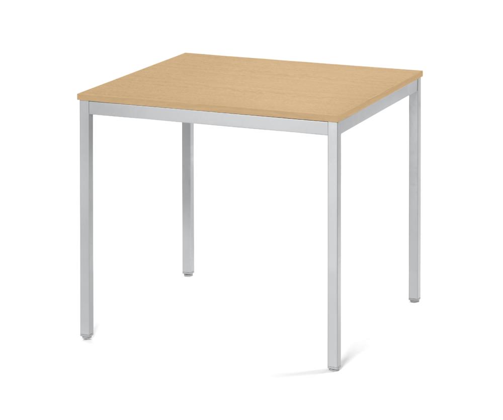 Konferenztisch MODUL | Buchedekor | 800 | 800 | Alusilber RAL 9006 | Quadrat