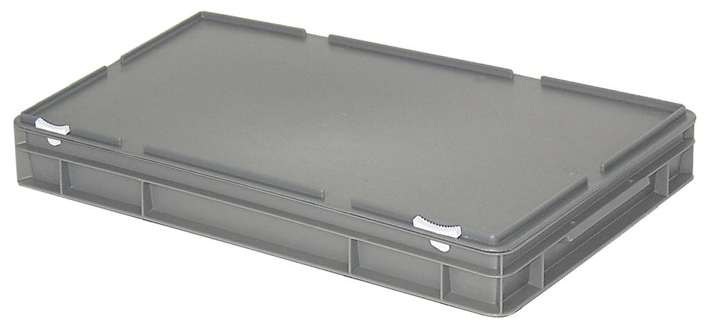 Euronorm-Behälter mit Deckel | Grau | B 400 x H 85 x L 600 mm | 14,00
