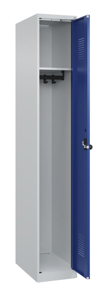 Garderoben-Stahlspind EVOLO PLUS, bodenstehend | Enzianblau RAL 5010 | Bodenstehend | Lichtgrau RAL 7035 | 300 | 1