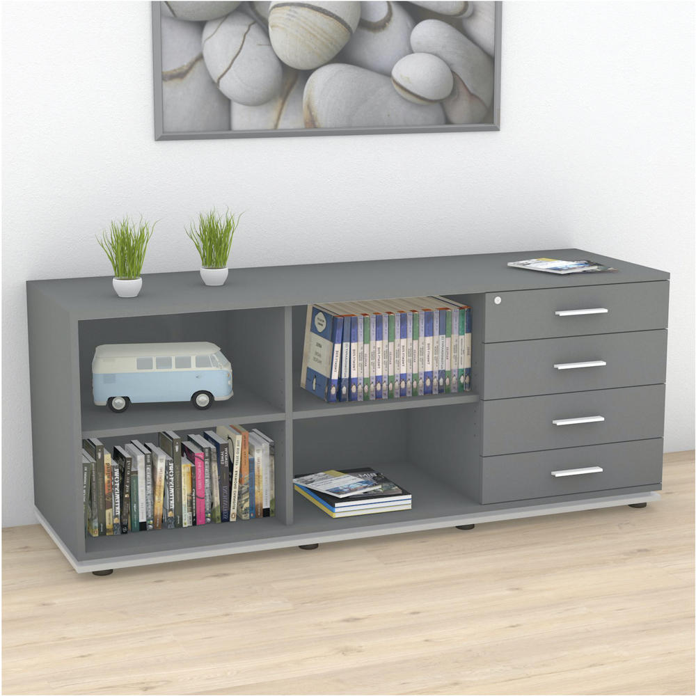 Sideboard KOMBI MODUL | Anthrazit | Regal-Regal-Schubkästen