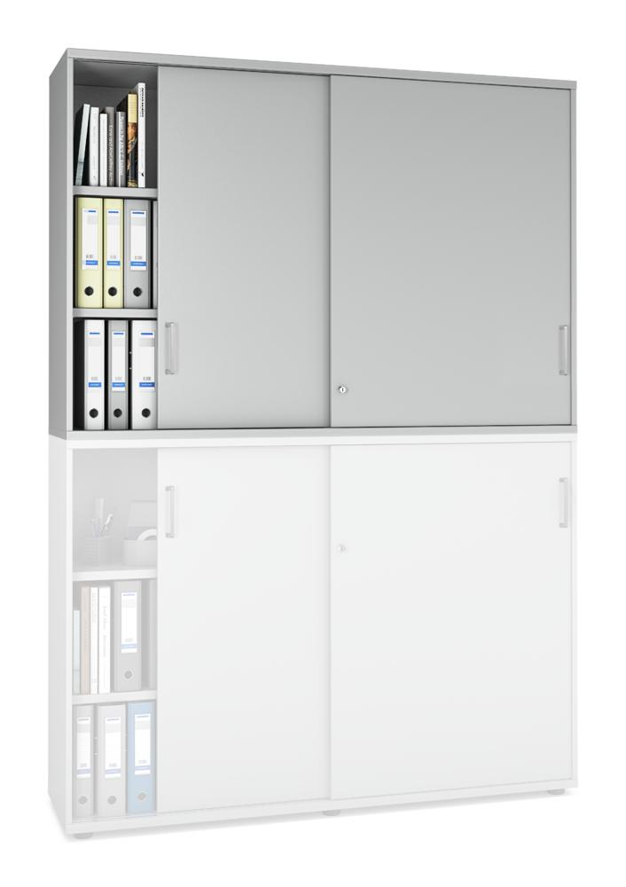 Schiebetüren-Aufsatzschrank MULTI MODUL-PRO | Lichtgrau | 1600 | 1110 mm (3 OH)