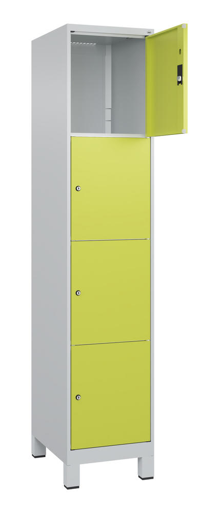 Schließfachschrank CLASSIC PLUS, mit Füßen | Clowngrün RAL 1108060 | mit Füßen | Lichtgrau RAL 7035 | 400 | 1 | 4