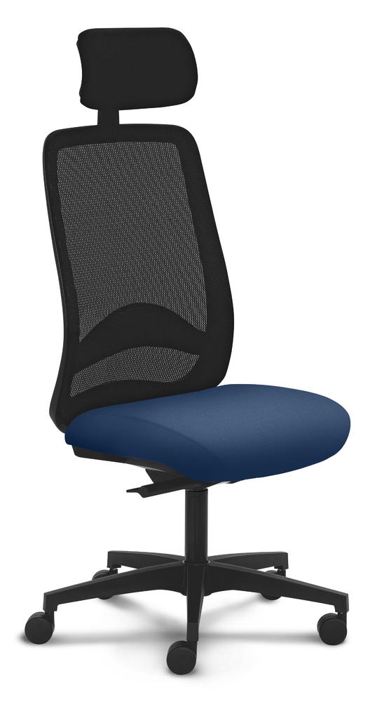Bürostuhl VADINO | Blau | Stoffsitz mit Netzrücken | mit Kopfstütze