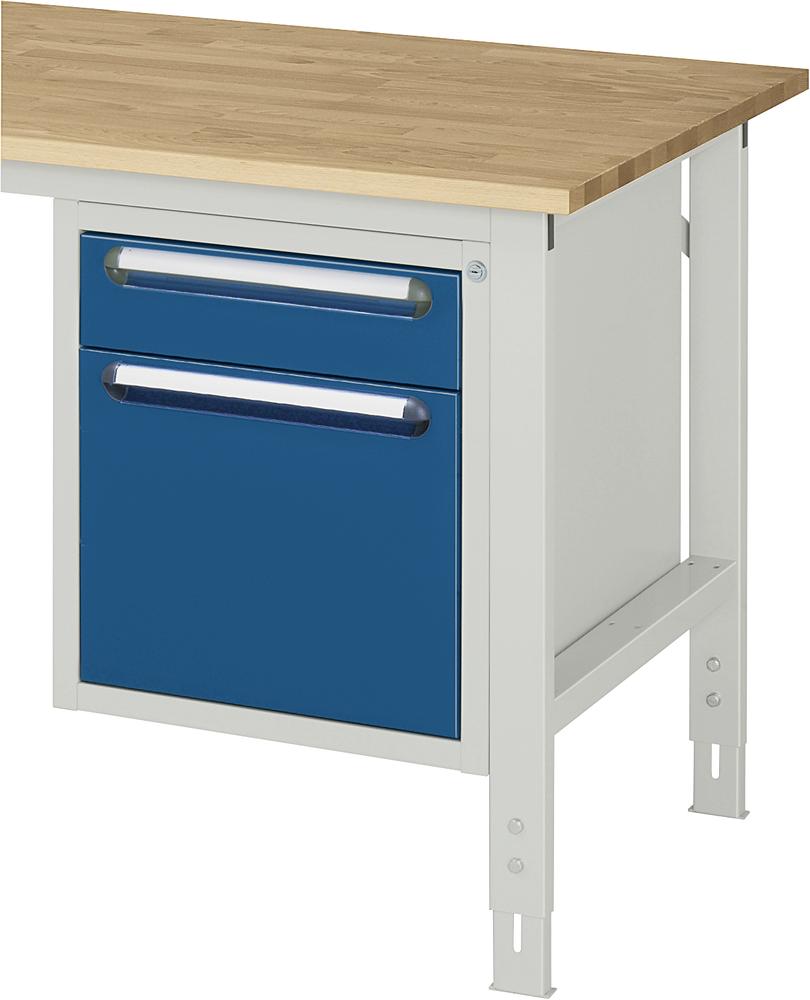 Unterbau-Container, für SYSTEM VK3060 | Enzianblau RAL 5010 | 545 | ohne Rollen | 2 Schübe
