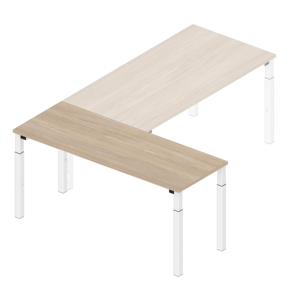 Anbautisch 1600 4-Fuß PROFI MODUL | Eiche hell | Weiß RAL 9016