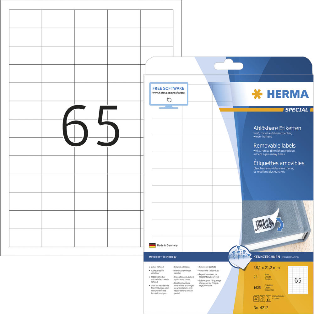 HERMA Etikett Movables 4212 38,1x21,2mm weiß 1.625