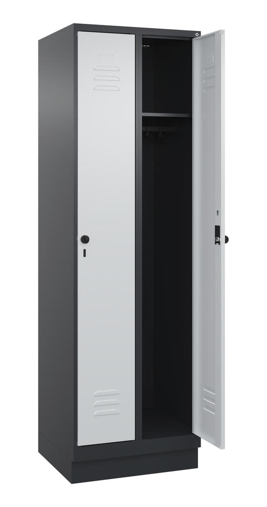 Garderoben-Stahlspind CLASSIC PLUS, mit Sockel | Lichtgrau RAL 7035 | mit Sockel | Schwarzgrau RAL 7021 | 300 | 2