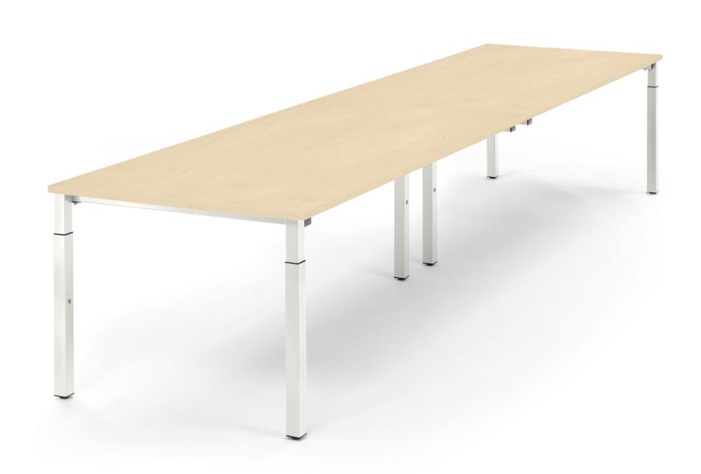 Konferenztisch System MODUL | Ahorndekor | 2400 | 1200 | Weiß RAL 9016