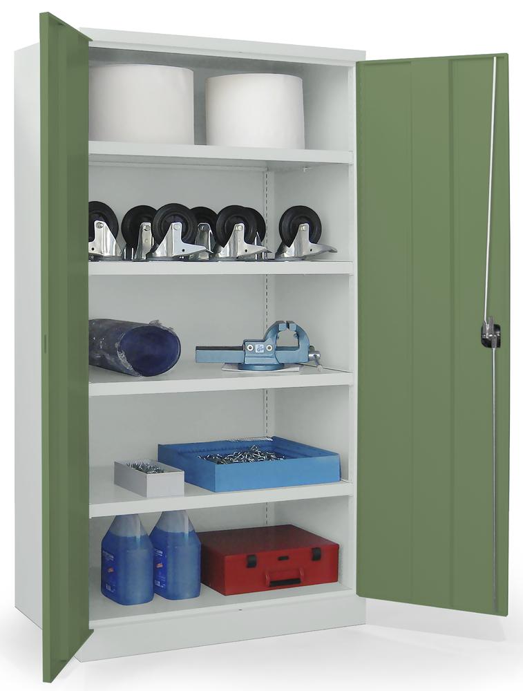 Schwerlastschrank ohne Mitteltrennwand | Resedagrün RAL 6011 | 1040 | ohne Schubladen