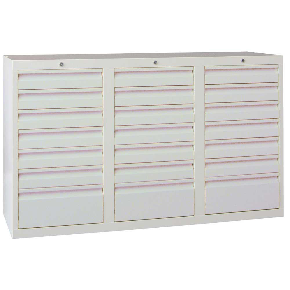 Schubladenschrank SB 300 | Lichtgrau RAL 7035 | 1500 | 21 Schübe