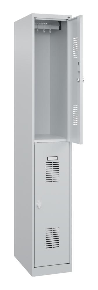 Doppelstöckiger Garderobenspind Basic Plus | Lichtgrau RAL 7035 | Drehriegelverschluss | 2