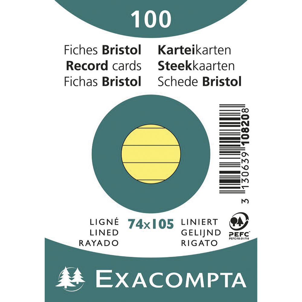 Exacompta Karteikarte 10820SE DIN A7 liniert gelb