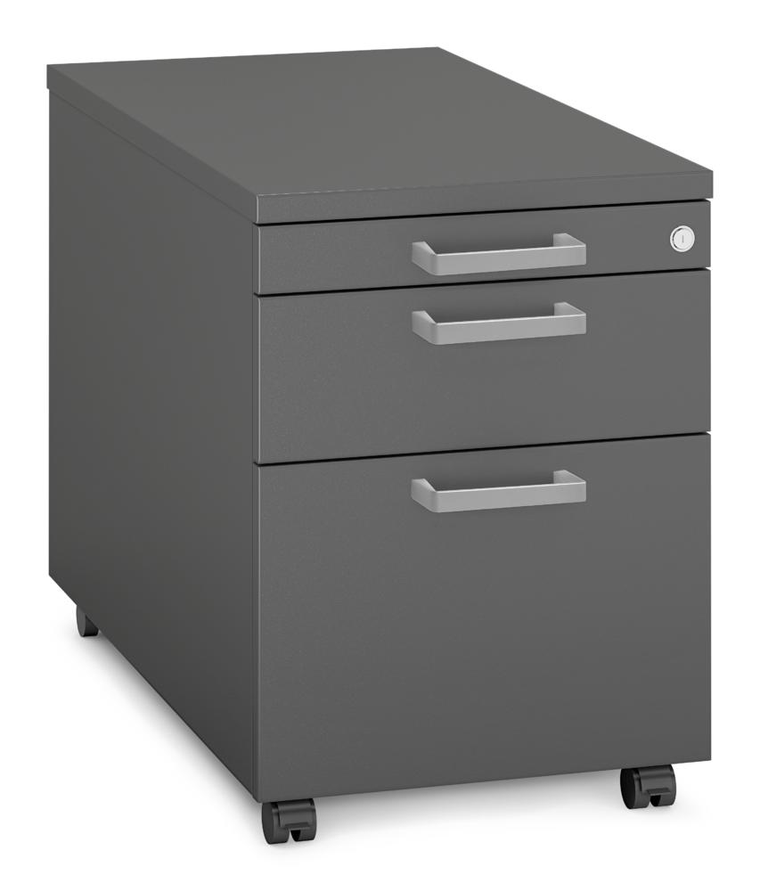 Rollcontainer MULTI MODUL-PRO | Anthrazit | 800 | 1 + 1 Schübe + 1 Hängeregistratur