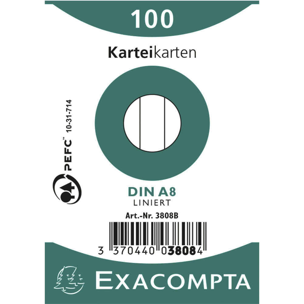 Exacompta Karteikarte 3808B DIN A8 liniert weiß