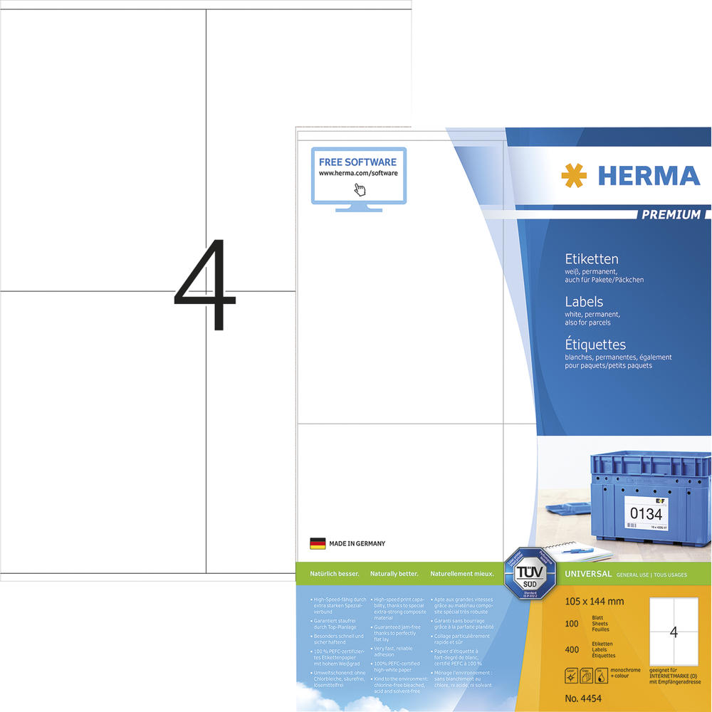 HERMA Etikett Premium 4454 105x144mm weiß 400