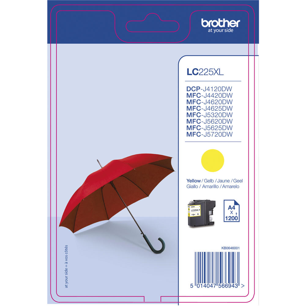 Brother Tintenpatrone LC225XLY 1.200Seiten gelb