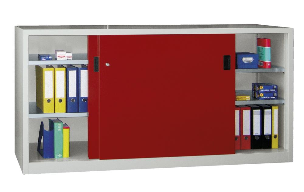 Schiebetüren-Stahlschrank SYSTEM FLEX | Rubinrot RAL 3003 | 2000 | 400 | mit Stahltüren