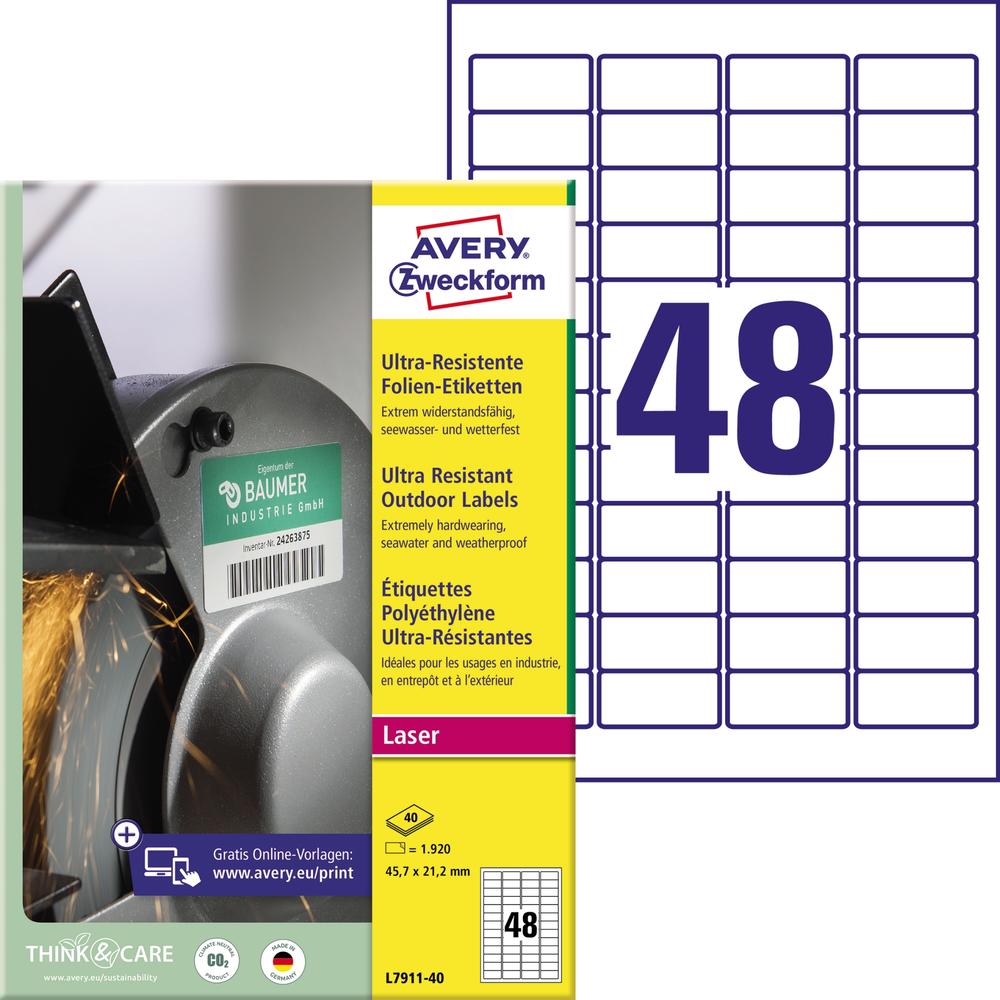 Avery Zweckform Etikett L7911-40 45,7x21,2mm ws