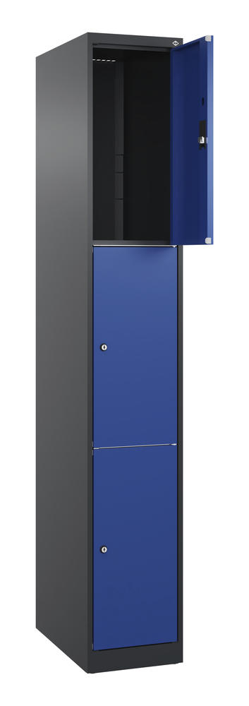 Schließfachschrank CLASSIC PLUS, bodenstehend | Enzianblau RAL 5010 | Bodenstehend | Schwarzgrau RAL 7021 | 300 | 1 | 3