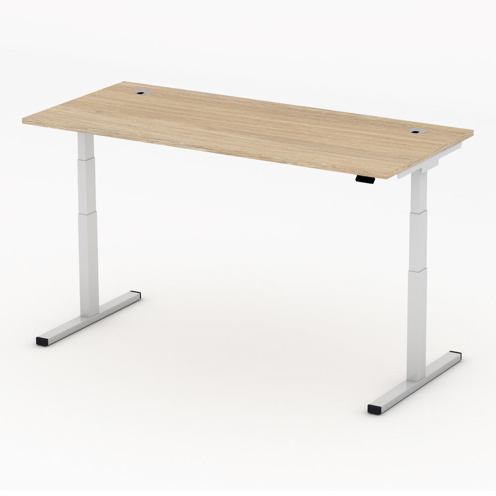 Höhenverstellbarer Schreibtisch MULTI MODUL-PRO | Eiche hell | 1600 | Alusilber