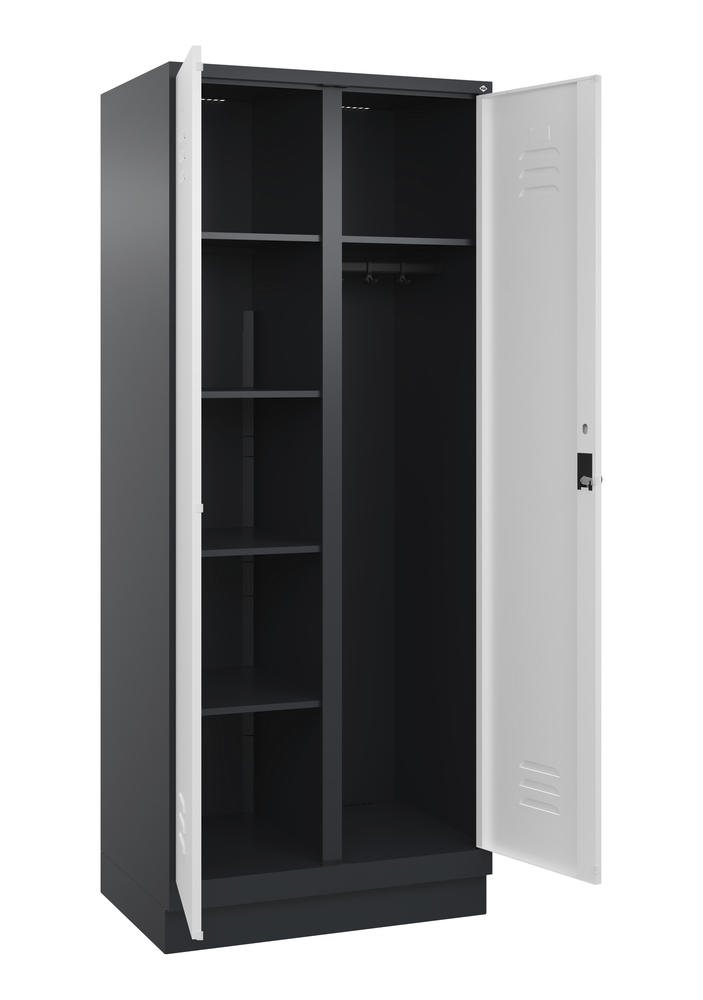 Kleider- u. Wäscheschrank, mit Sockel | Verkehrsweiß RAL 9016 | mit Sockel | Schwarzgrau RAL 7021 | 400