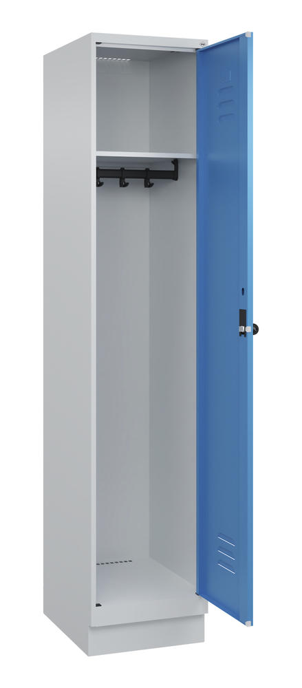 Garderoben-Stahlspind CLASSIC PLUS, mit Sockel | Lichtblau RAL 5012 | mit Sockel | Lichtgrau RAL 7035 | 400 | 1