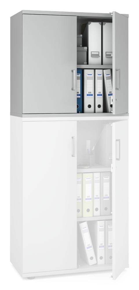 Flügeltüren-Aufsatzschrank MULTI MODUL-PRO | Lichtgrau | 800 | 750 mm (2 OH)