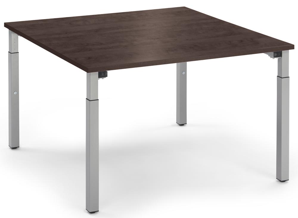 Konferenztisch System MODUL | Nussdekor dunkel | 1200 | 1200 | Alusilber RAL 9006