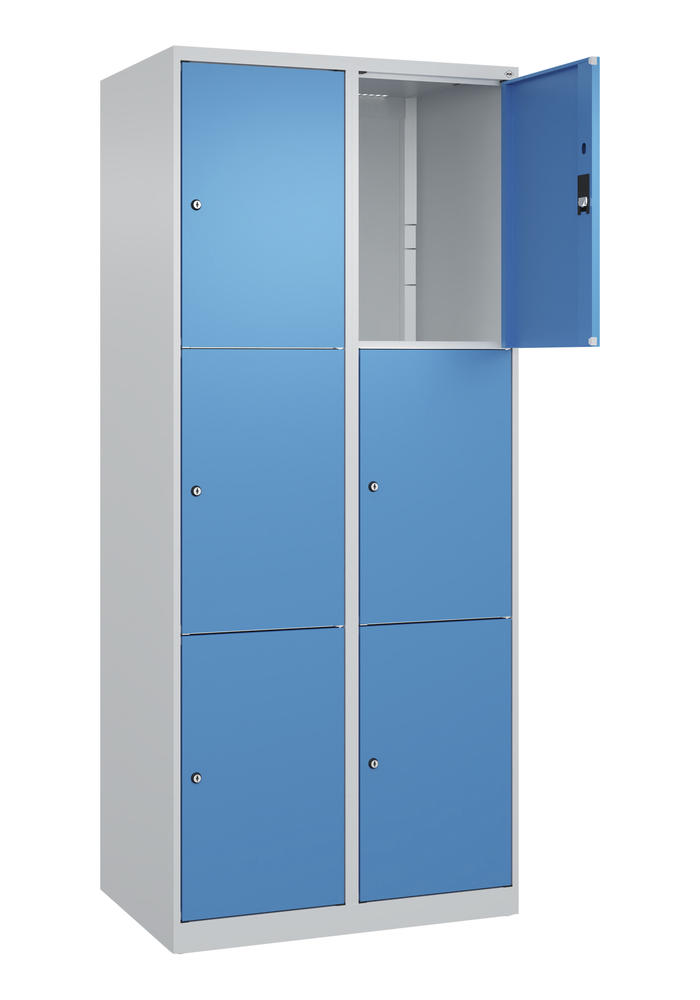Schließfachschrank CLASSIC PLUS, bodenstehend | Lichtblau RAL 5012 | Bodenstehend | Lichtgrau RAL 7035 | 400 | 2 | 6