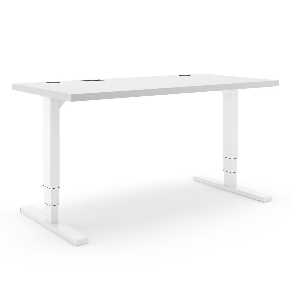 Höhenverstellbarer Schreibtisch Comfort ELEMENTS | Lichtgrau | 1800 | Weiß