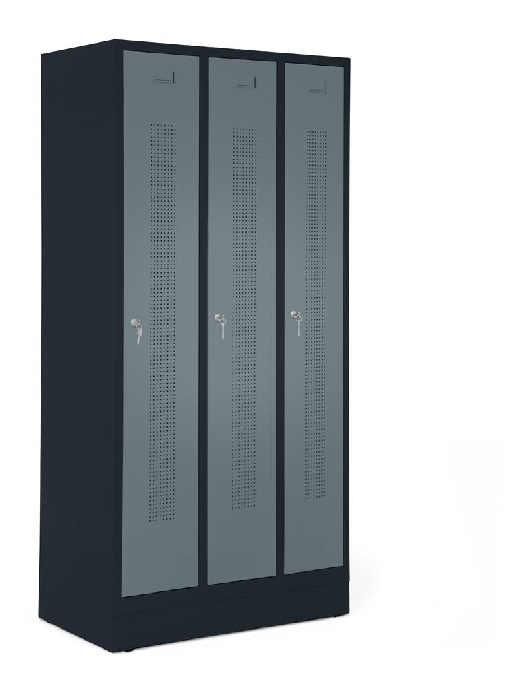Garderobenspinde SYSTEM SP1 mit Sockel | Blaugrau RAL 7031 | mit Sockel | 300 | Zylinderschloss
