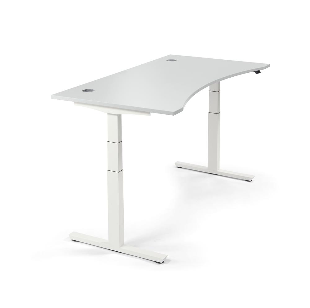 Sitz-/ Stehschreibtisch Cockpit PROFI MODUL | Lichtgrau | 1800 | Weiß