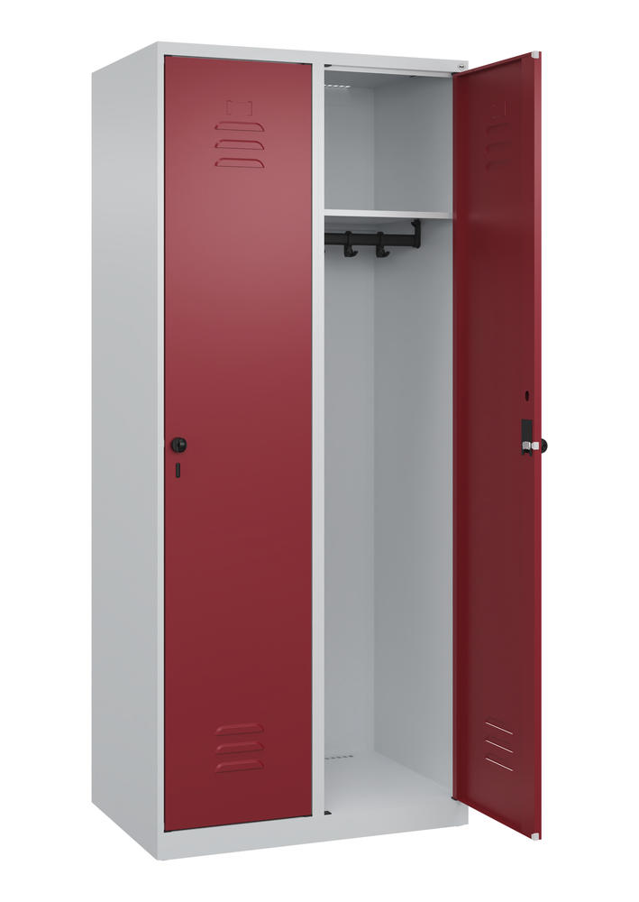 Garderoben-Stahlspind CLASSIC PLUS, bodenstehend | Rubinrot RAL 3003 | Bodenstehend | Lichtgrau RAL 7035 | 400 | 2