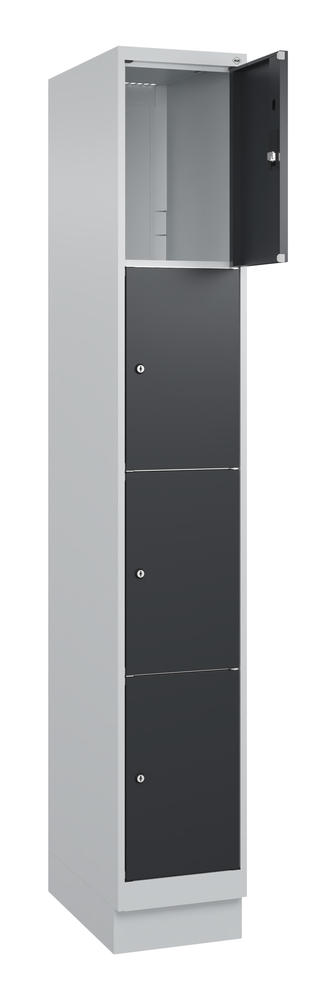 Schließfachschrank CLASSIC PLUS, mit Sockel | Schwarzgrau RAL 7021 | mit Sockel | Lichtgrau RAL 7035 | 300 | 1 | 4