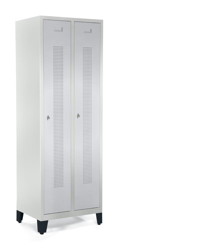 Garderobenspinde SYSTEM SP1 mit Füßen | Alusilber RAL 9006 | mit Füßen | 300 | Drehriegelverschluss