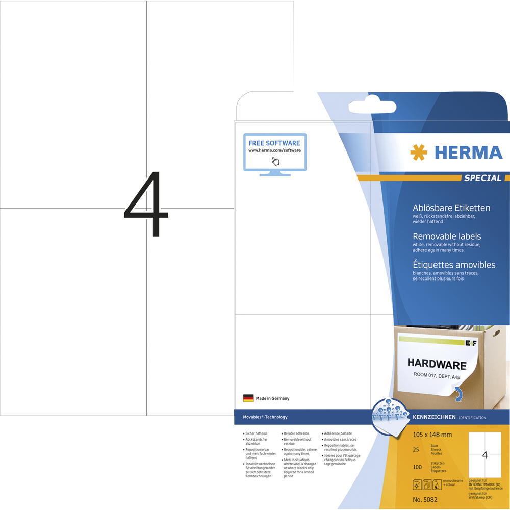 HERMA Etikett 5082 105x148mm weiß 100 St./Pack.