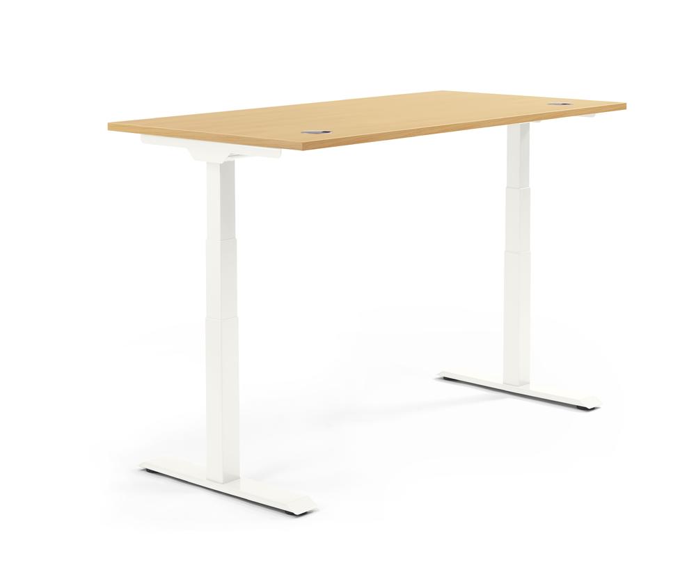 Höhenverstellbarer Schreibtisch FLEX MODUL | Buchedekor | 1600 | Weiß