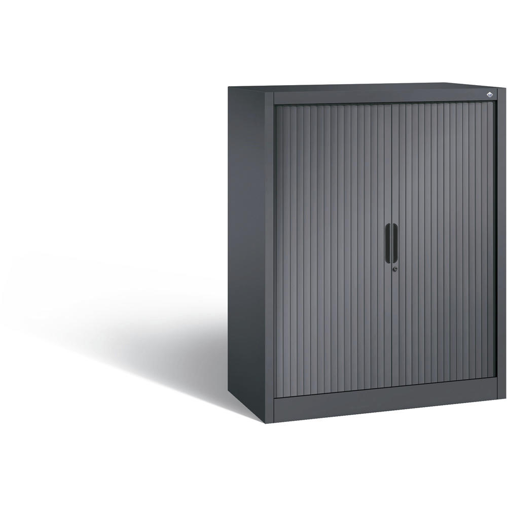 Stahl-Rollladenschrank | Anthrazit RAL 7021 | 1000 | Rollladenanschlag Mitte | 1230 mm (3 OH)
