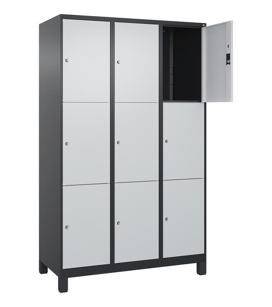 Schließfachschrank CLASSIC PLUS, mit Füßen | Lichtgrau RAL 7035 | mit Füßen | Schwarzgrau RAL 7021 | 400 | 3 | 9