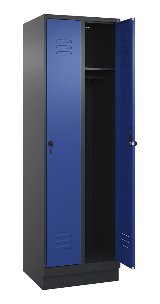 Garderoben-Stahlspind CLASSIC PLUS, mit Sockel | Enzianblau RAL 5010 | mit Sockel | Schwarzgrau RAL 7021 | 300 | 2