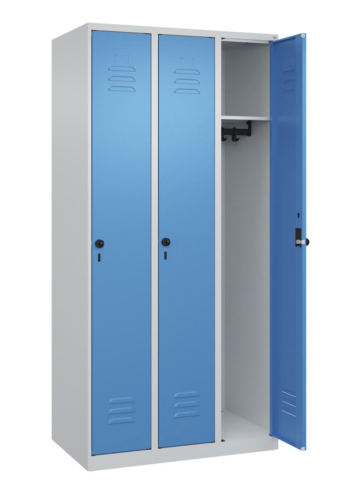 Garderoben-Stahlspind CLASSIC PLUS, bodenstehend | Lichtblau RAL 5012 | Bodenstehend | Lichtgrau RAL 7035 | 300 | 3