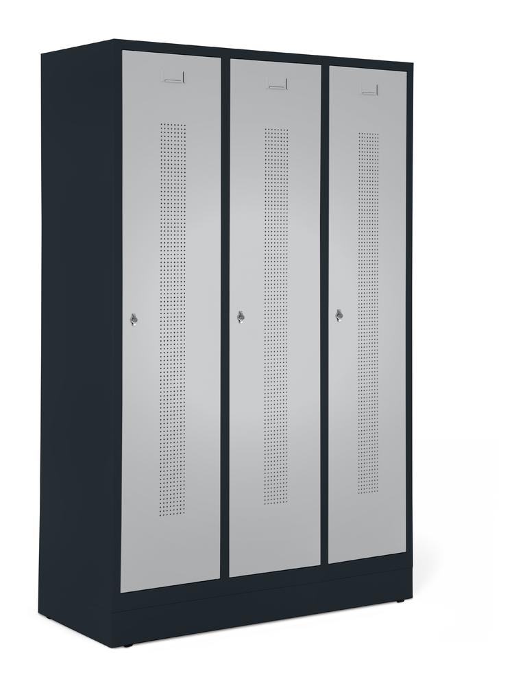 Garderobenspinde SYSTEM SP1 mit Sockel | Alusilber RAL 9006 | mit Sockel | 300 | Drehriegelverschluss
