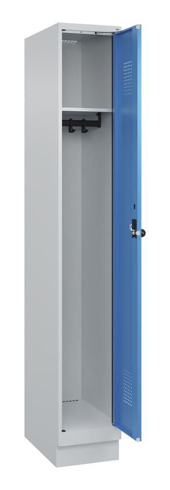 Garderoben-Stahlspind EVOLO PLUS, mit Sockel | Lichtblau RAL 5012 | mit Sockel | Lichtgrau RAL 7035 | 300 | 1