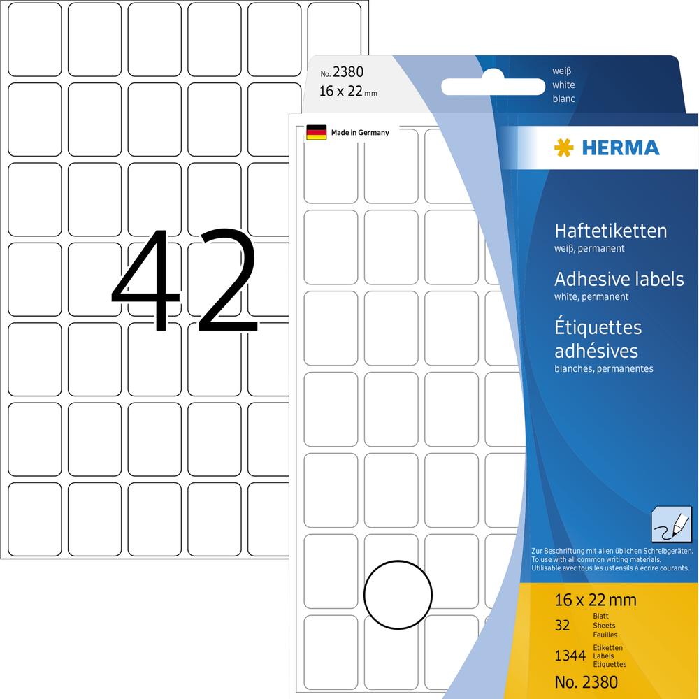 HERMA Vielzwecketikett 2380 16x22mm Papier weiß