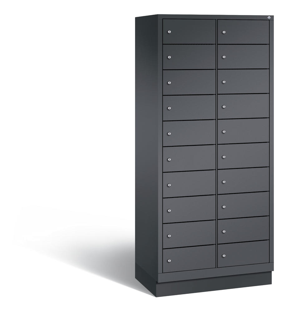 Laptopschrank, 2 x 10 Fächer | Schwarzgrau RAL 7021 | ohne Elektrifizierung | Schwarzgrau RAL 7021 | 20
