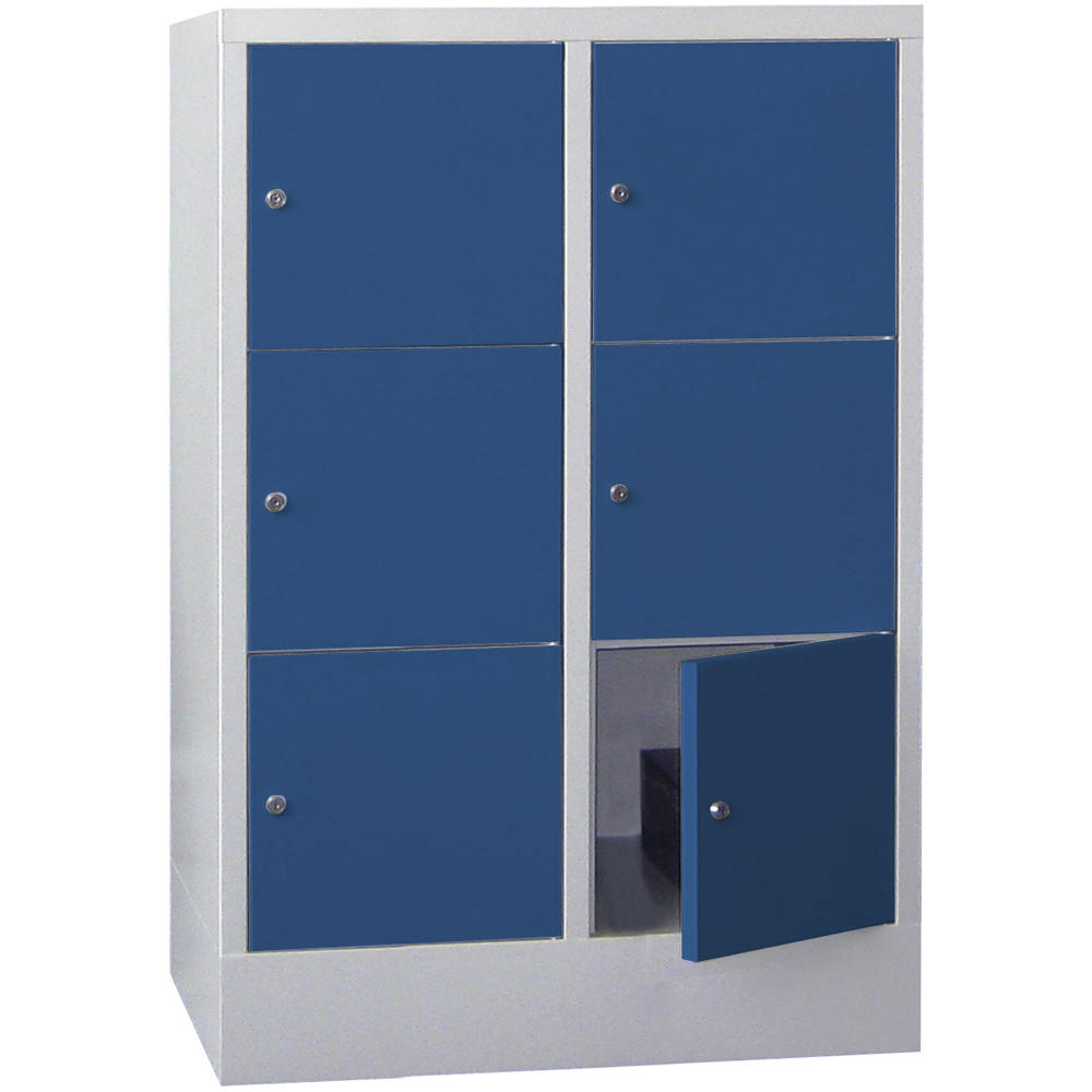Schließfachschrank CLASSIC mit glatten Türen | Enzianblau RAL 5010 | 400 | 2 | 6