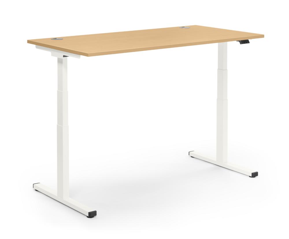 Höhenverstellbarer Schreibtisch MULTI MODUL-PRO | Buchedekor | 1600 | Weiß